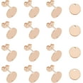 thumbnail image 1 of 40pcs Rose Gold Stud Earring Findings with Ear Nuts Flat Round Stainless Steel Earrings with Loop Stud Earring with Flat Plate for DIY Earring Jewelry Making Hole 1.5mm, 1 of 9