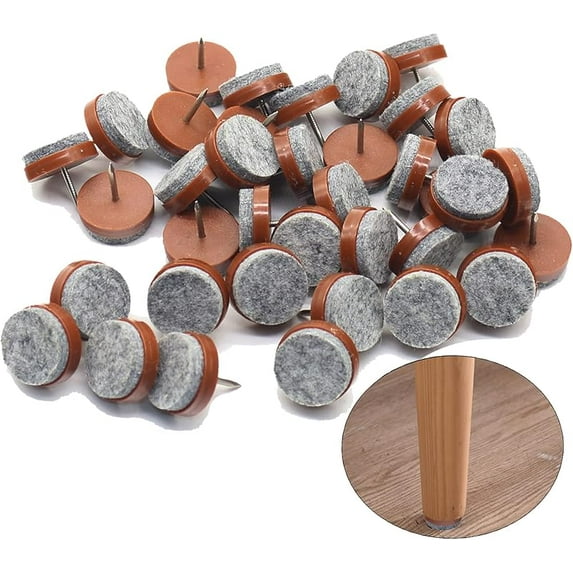 40pcs Round Heavy Duty Nail-on Felt Pad for Furniture Chair Table Leg Feet Floor Protectors Slide Smoothly (Black, Pad Diameter 20mm)
