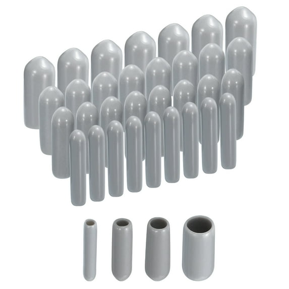 Uxcell 40pcs Round Rubber End Caps 3/32" 1/8" 5/32" 1/4" Grey Vinyl Cover Screw Thread Protectors Assortment Kit