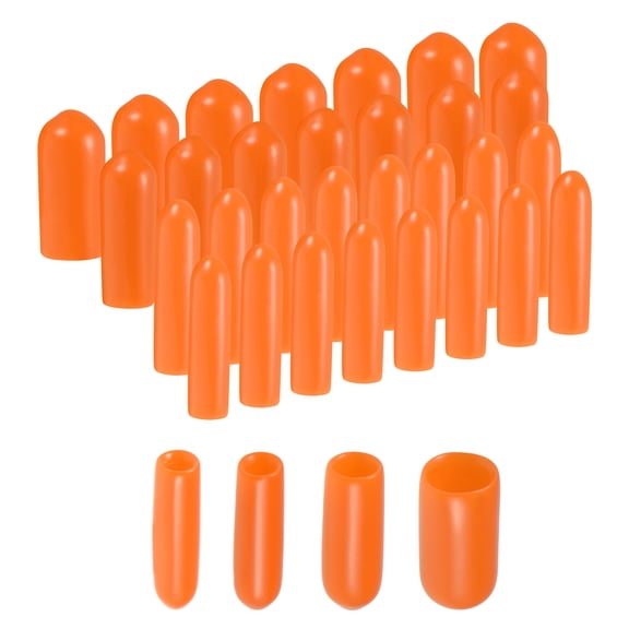 Uxcell 40pcs Round Rubber End Caps 3/32" 1/8" 5/32" 1/4" Orange Vinyl Cover Screw Thread Protectors Assortment Kit