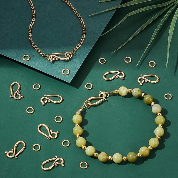 40pcs S Ring Toggle Clasps Golden Necklace Clasps and Closures End Clasp Connectors S Hook Rings Jewelry Clasps Drop Tibetan Metal Clasps for Bracelets DIY Crafts Jewelry Making