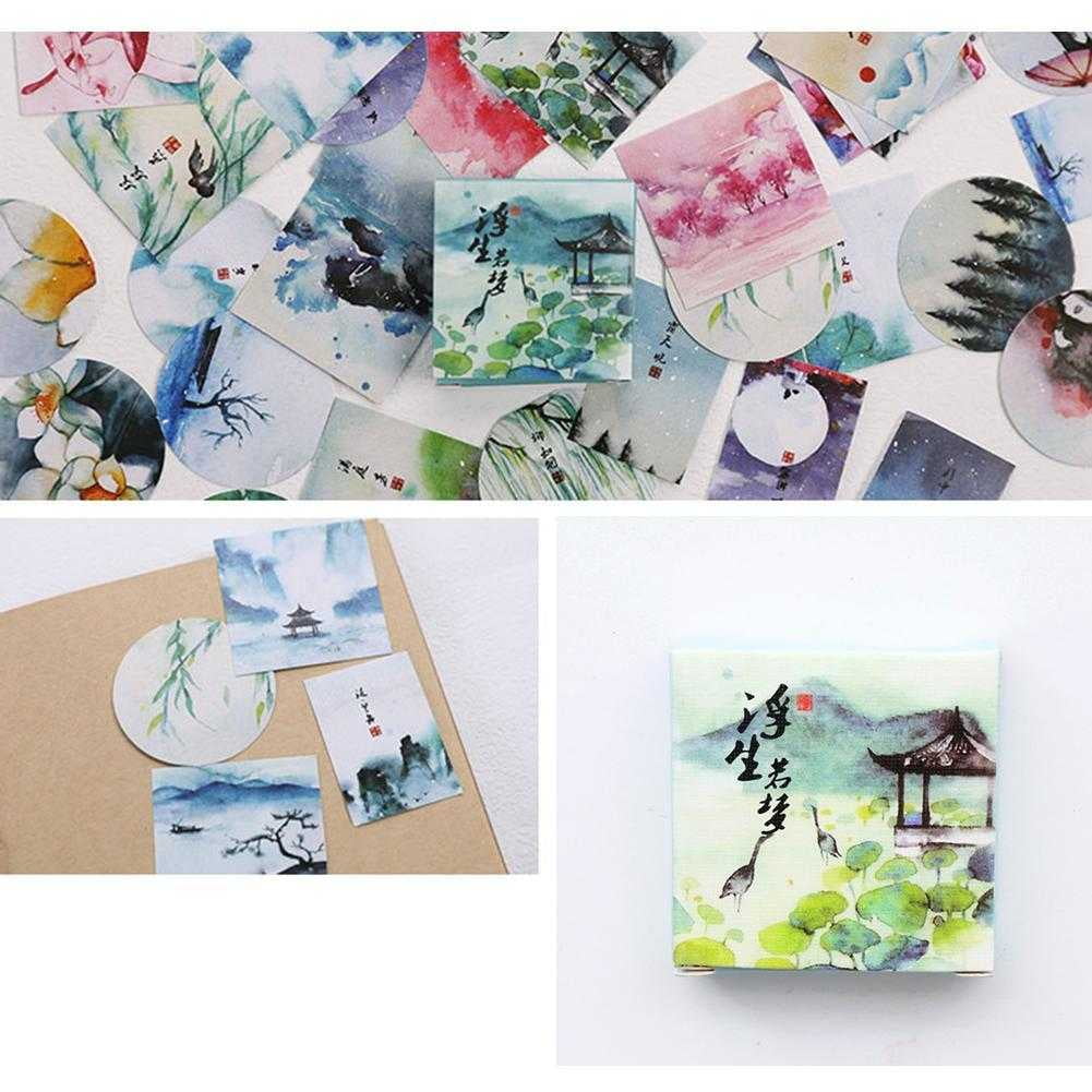 40pcs / Set Diy Stickers Vintage Style Chinese Traditional Adhesive Stickers Decoration Stickers For Student Supplies, Office Supplies