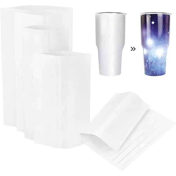 40pcs Shrink Wrap Bags 4 Sizes Sublimation Shrink Wrap Sleeves Heat Transfer Shrink Film White Shrink Wrap Shrink Film for DIY