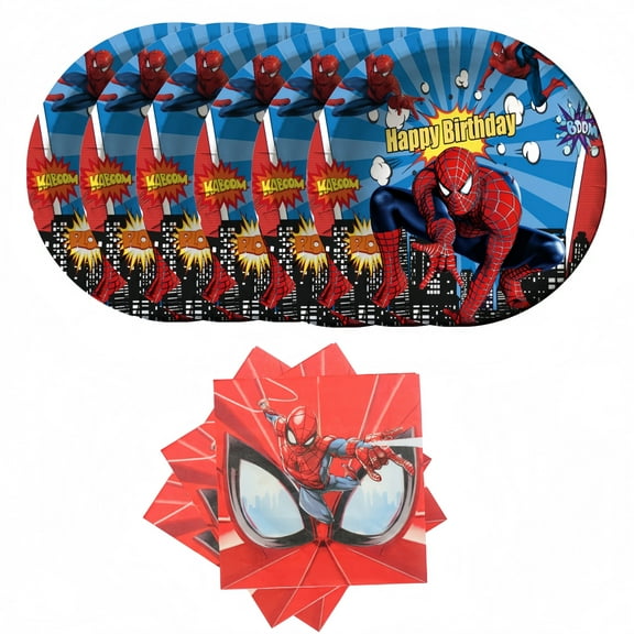40pcs Spider-Man Party Supplies Include 20 Plates, 20 Napkins for the Spider-Man Birthday Party Decoration