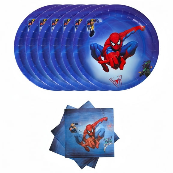 40pcs Spider-Man Party Supplies Include 20 Plates, 20 Napkins for the Spider-Man Birthday Party Decoration