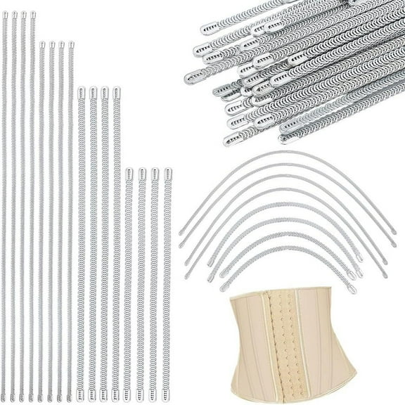 40pcs Spiral Metal Boning 4 Sizes Corset Modeling Sticks Platinum Corset Boning Stay Spiral Corset Boning for DIY Making