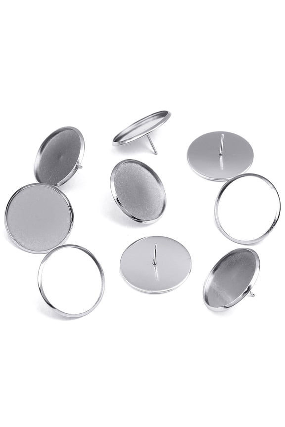 Earring Holder for Studs Earring Setting Post Silver Stainless Steel 40Pcs