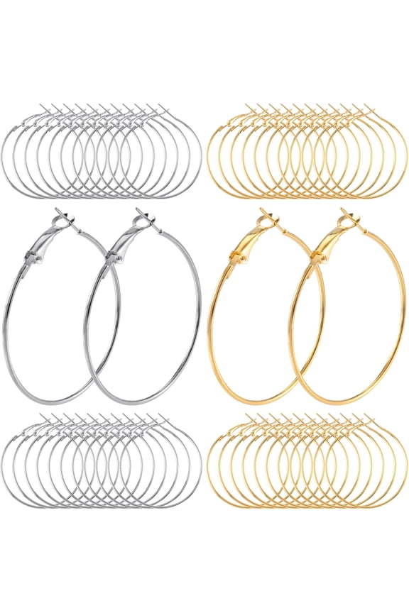 40pcs Statement Chunky Hoop Earrings Set Women 5 cm Metal Circle Ear Rings Cute Dangle Pendant Hoops for Parties Occasion Jewelry