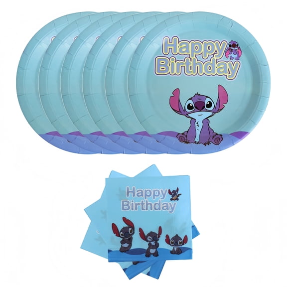 40pcs Stitch Party Supplies Include 20 Plates, 20 Napkins for the Stitch Birthday Party Decoration
