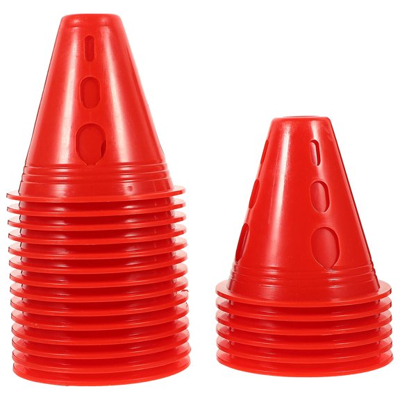 40pcs Training Cones Red Plastic Conical Cone For Sports Training Obstacles For All Ages
