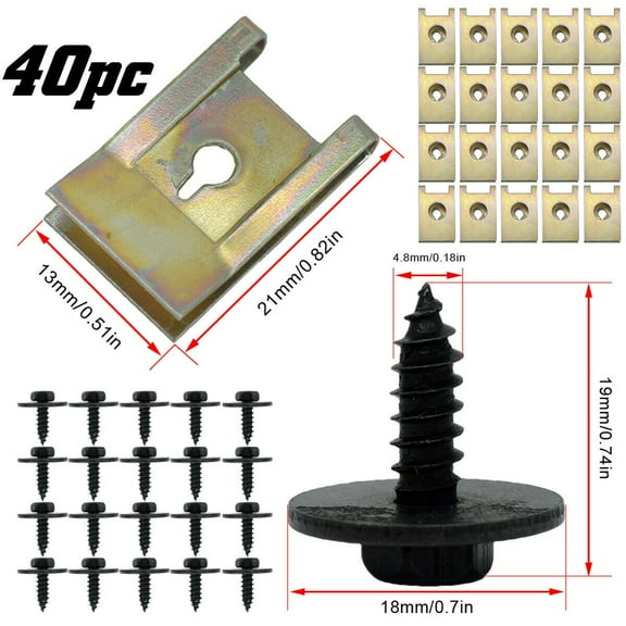 40pcs U Nut Hex Screw For BMW Speed Fastener Undertray Sheet Metal Clip Fixing