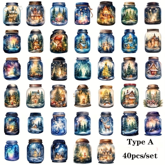 40pcs Vintage Magic Bottle Stickers Self-Adhesive Paper for DIY Journals, Wood&Glass Decor Crafting, Scrapbooking Supplies,Designs for Collectors, Journal Decor, Glitter, Decor Stickers