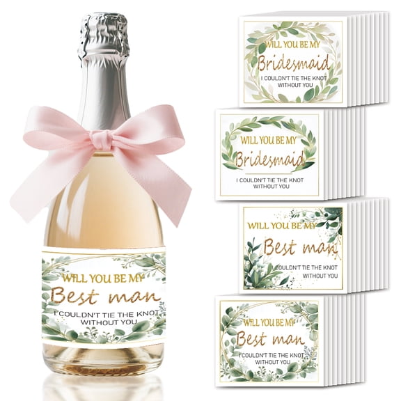 40pcs Watercolor Leaves Wine Bottle Label Champagne Labels Wine Bottle Sticker Bridal Shower Champagne Labels For Bottles Party Label Stickers