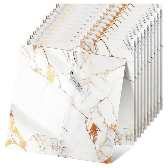 40pcs Waterproof Peel and Stick Marble Wall Tiles, 11.8"x23.5" Self-Adhesive PVC Panels for Bathroom, Kitchen, and Living Room