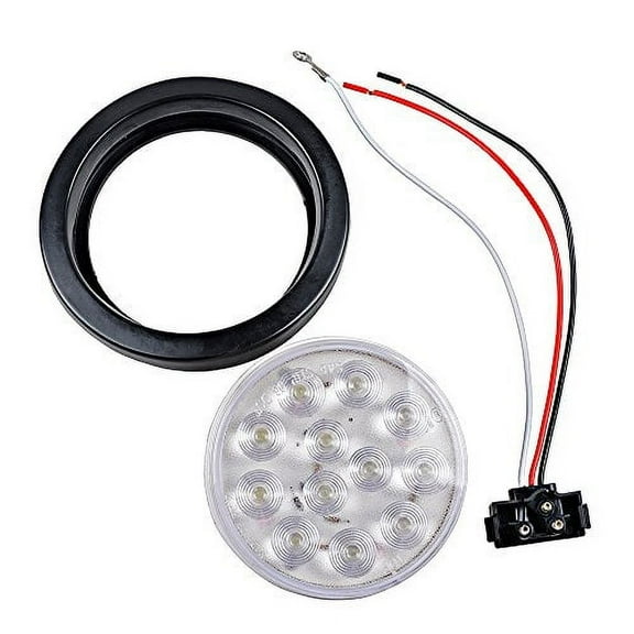 40pcs White 4" Round 12-LED Back-up Reverse Tail Light Grommet Wiring Plug Kit 12V Truck Trailer RV UTE UTV