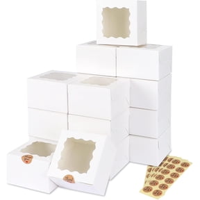 RICHTOP 40 Pcs White Cookie Boxes with Window, 4x4x2.5 inch Bakery Boxes for Cakes, Dessert