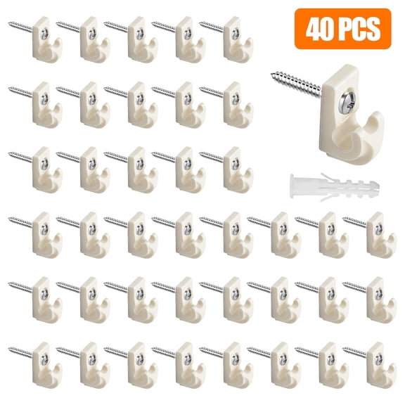 40pcs White Down Wall Clips, TSV Closet Shelves Clips, Wire Shelf Loop Clips, Plastic Heavy Duty Wire Shelf Brackets
