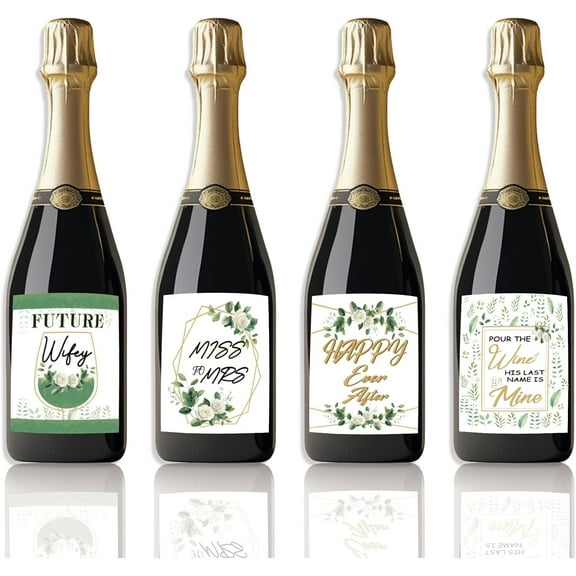 40pcs Wine Labels for Bottles 4 Styles Wedding Champagne LabelsBoho Botanical Bride Wine Bottle Label Stickers Party Labels Gifts for Bridal Shower Wedding Reception Mrs. Champagne Decor