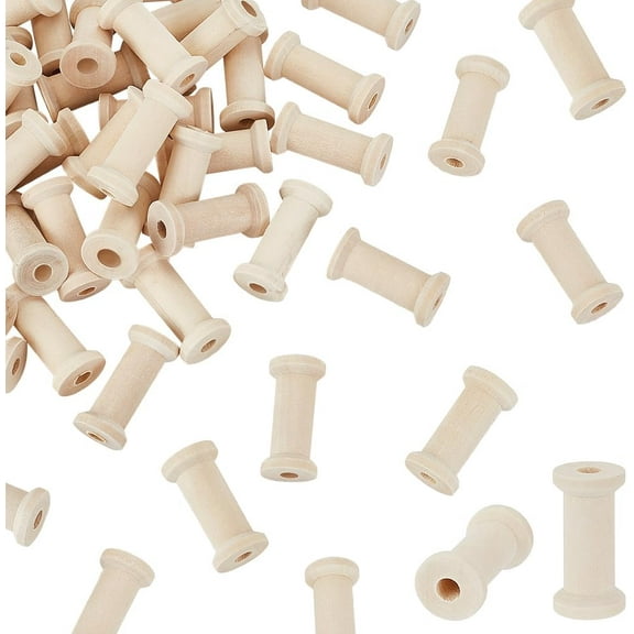 40pcs Wooden Empty Spools 0.8x1.6 Inch Mini Empty Thread Spools Wood Empty Bobbins Unfinished Thread Spool Natural Wire Weaving Bobbins Wooden Bobbins for Arts and DIY Crafts Sewing Supplies for DIY