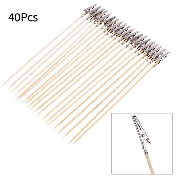 40pcs Wooden and Metal Painting Easels Alligator Clip Stick Modeling Tools for Airbrush Model Parts