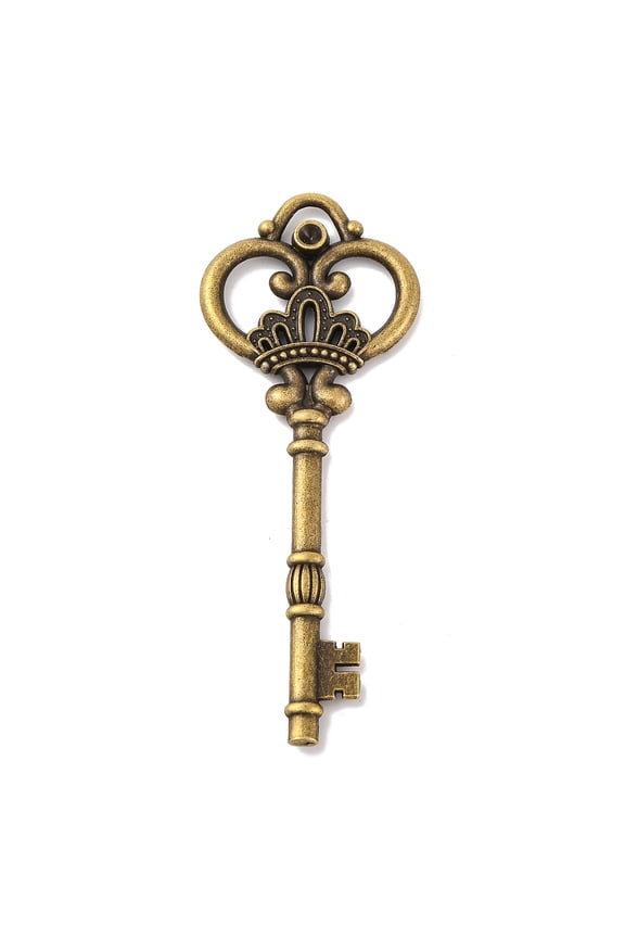 40pcs style Alloy Pendants Crown Skeleton Key Big Pendants Antique Bronze 82x32mm