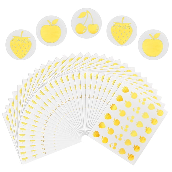40sheets Round Dot Paper Sealing Stickers Self-Adhesive Gift Decals for Packaging Gold Color Fruit 150x164x0.2mm Sticker: 25mm 30pcs/sheet