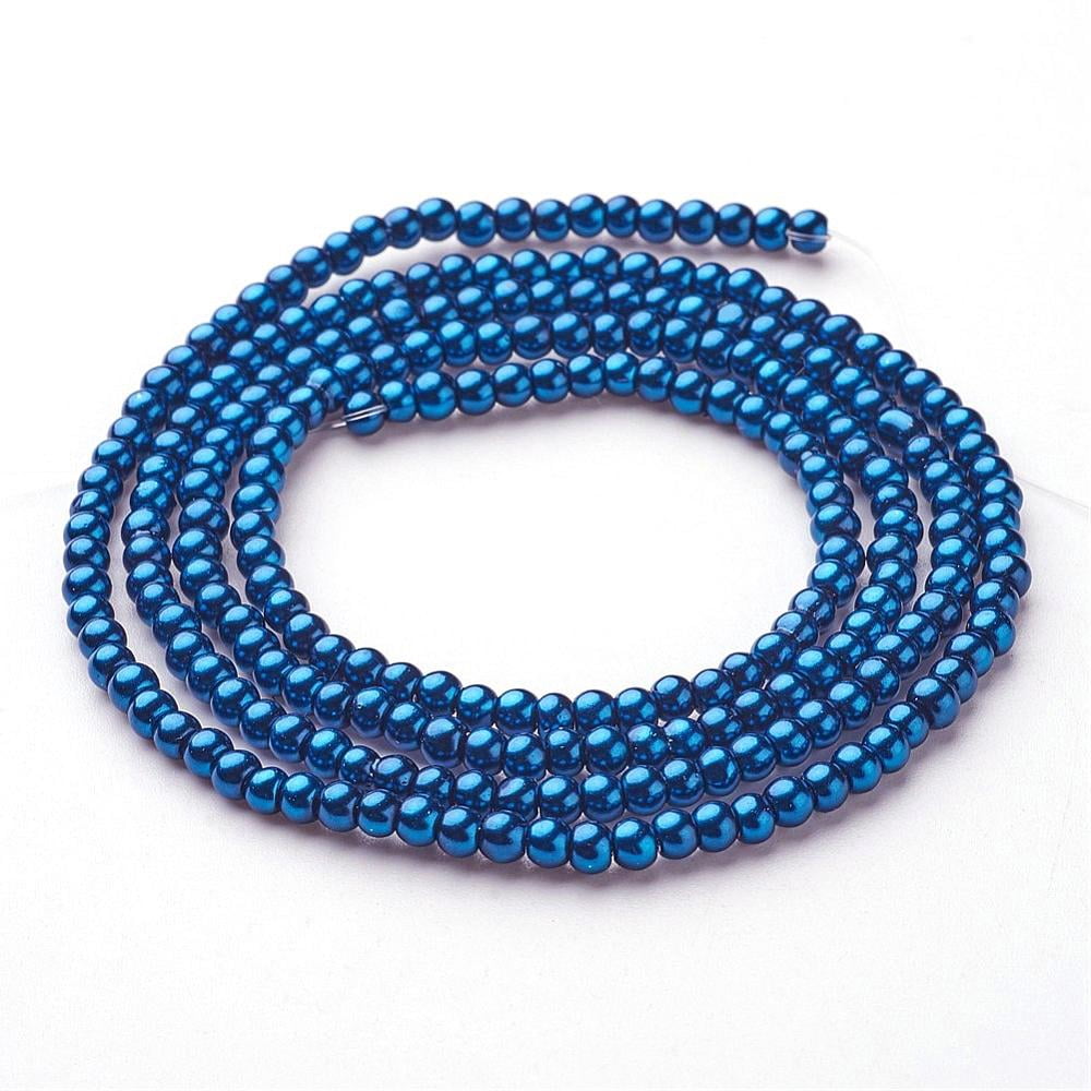 40strands Glass Pearl Beads Strands Pearlized Round Steel Blue 3~4mm Hole: 1mm about 190~200200pcs/strand 25.59 inch(65cm)