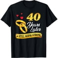 thumbnail image 1 of 40th Anniversary Gold Wedding Rings Graphic Gift for Couple Men Women Cotton T-Shirt, 1 of 6