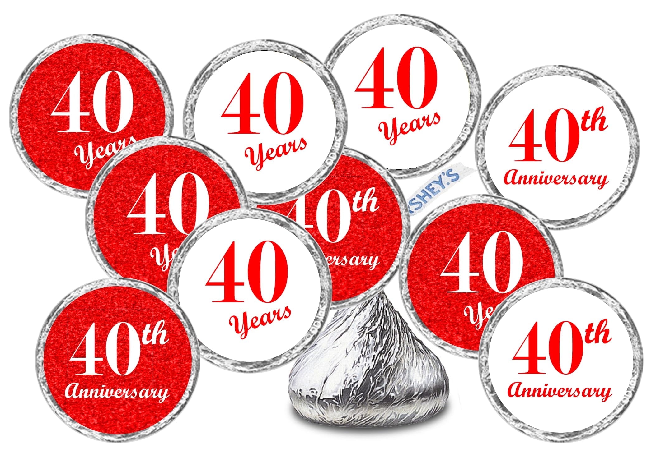 40th Anniversary Kisses Stickers Set Of 216 Chocolate Drops Labels