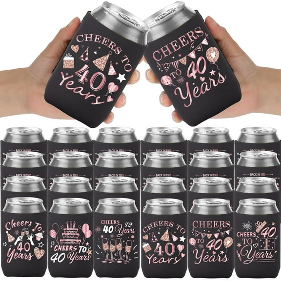 40th Birthday Can Sleeves for Women - 12 Pack 40 Years Birthday Decorations Rose Gold Vintage 1985 Beer Beverage Cans Cooler Sleeve for Happy Forty Year Old Party Favors Decor Supplies Gifts