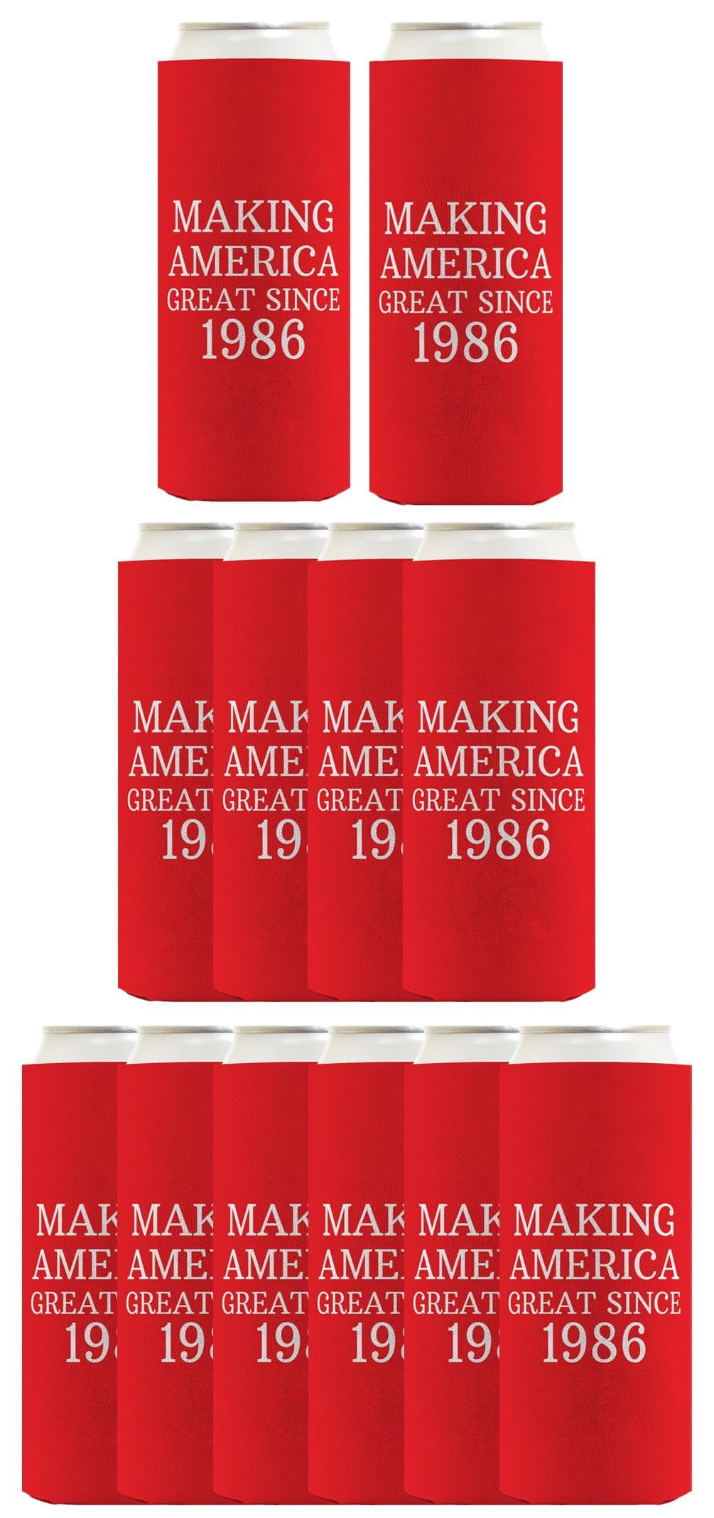 40th Birthday Coolie Making America Great Since 1986 12-Pack Ultra Slim Can Thermocoolers