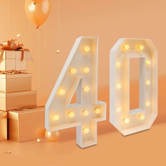 40th Birthday Decorations - Decorative Led Light Up Numbers, Light Up Lights Warm White Led Numbers Lights Number Lights Sign for Birthday, Party, Wedding, Anniversary, Home Decor
