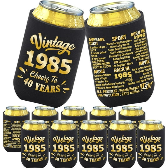40th Birthday Decorations for Men Women 40th Birthday Gifts 40th Birthday Party Decorations 40 Years Old Bday Party Favors Supplies Forty Birthday Presents Black and Gold Pack of 12 Can Cooler Sleeves