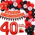 thumbnail image 1 of 40th Birthday Decorations for Men Women Red and Black, 40th Happy Birthday Banner Red and White Balloon Arch Cake Topper Star 40 Balloon for 40 Years Birthday Party Supplies, 1 of 7