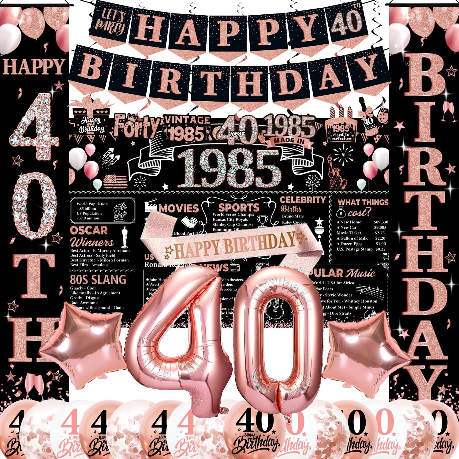 Awesome Since 1985 Gold Glitter Banner – 40. Geburtstag Dekoration, Jubiläum Oder Hochzeit