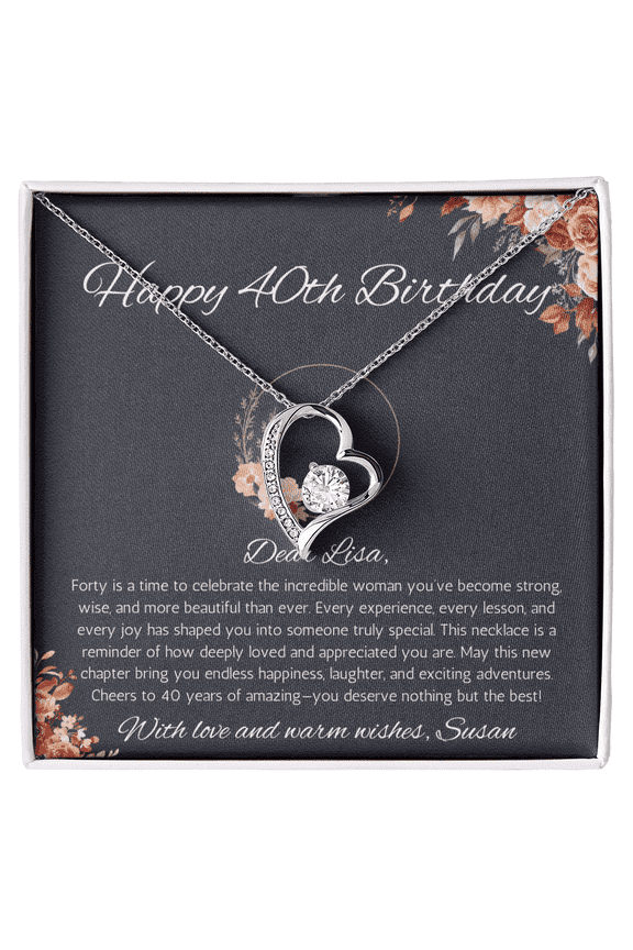 40th Birthday for Her Gift, 40th Birthday Gift for Her, Fortieth Birthday Gift for Woman Friend, Personalized Forever Love Necklace for 40th Birthday wife