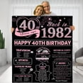 thumbnail image 1 of 40th Birthday Gift for Women Throw Blanket, Perfect 1982 Anniversary Birthday Gifts Ideas for Wife Mom Grandma Nana Friends, Rose Gold Blanket Back in 1982 40 Years Ago Birthday Gifts, 1 of 1