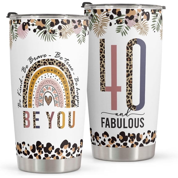 40th Birthday Gifts - 40 & Fabulous Tumbler 20oz - Turning 40 Gifts Idea for Women, Besties, Friends, Sister, Coworker, Mom, Wife
