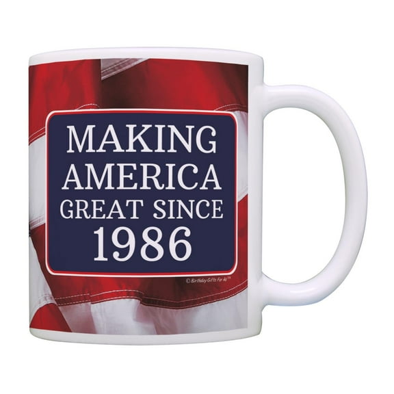 ThisWear 40th Birthday Gifts For All Making American Great Since 1986 Birthday Gift 11oz Ceramic Coffee Mug with Handle USA Flag