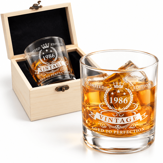 40th Birthday Gifts For Men 12 Oz 1986 Glin Valued Wooden Box 40 Years ...