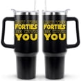 thumbnail image 1 of 40th Birthday Gifts Men Women 40 Year Old Birthday Gift Ideas May the Forties Be With You 40oz Tumbler Cup With Handle and Straw, 1 of 6