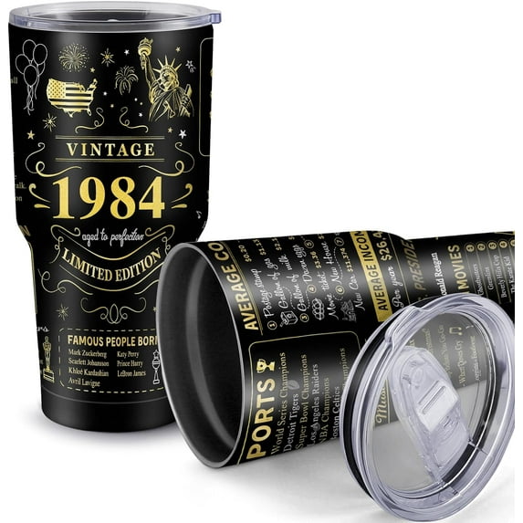 40th Birthday Gifts Men Women, 40 Year Old Birthday Gifts for Men, Mens 40th Birthday Gift Ideas, Gifts for Him Her Turning 1984 40th Birthday Decorations - 30oz Tumbler Cup
