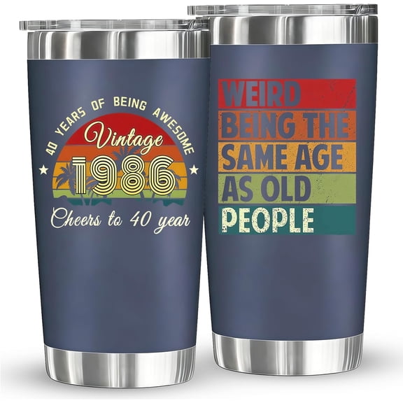 40th Birthday Gifts for Men Women - Cheers to 40th Gifts For Mom, Dad, Wife, Husband - Happy 40 Year Old Birthday Decorations for Him Her - Vintage 1986 20 Oz Tumbler, Insulated Cup