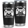 thumbnail image 1 of 40th Birthday Gifts Men Women for Him Her 40 Years Old Funny Birthday Gifts Idea Level 40 Unlocked 20oz Tumbler Cup, 1 of 6