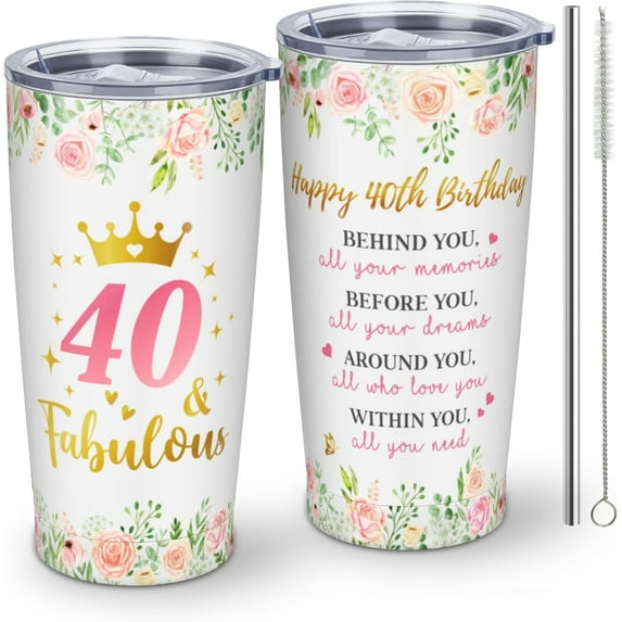 40th Birthday Gifts Women, 1983 40th Birthday, 40 Year Old Birthday Gifts for Women, Female 40th Birthday Gift Ideas, Gifts for 40th Birthday Woman Tumbler With Lid and Straw 20oz 1pc