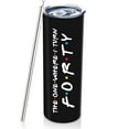 thumbnail image 1 of 40th Birthday Gifts For Women 1985 Birthday Decoration For Women Female 20oz Wine Tumbler Happy 40 Year Old Bday Presents For Bestie Friend Sister Woman Black Wine Cup With Turn Forty, 1 of 7