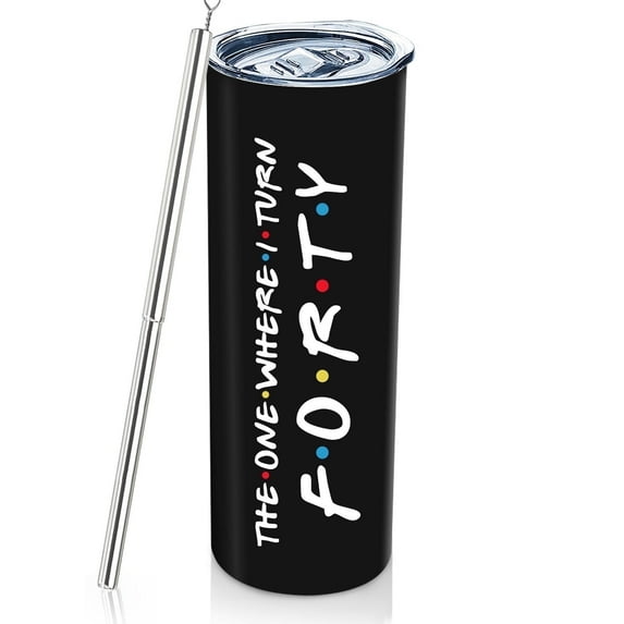 40th Birthday Gifts For Women 1985 Birthday Decoration For Women Female 20oz Wine Tumbler Happy 40 Year Old Bday Presents For Bestie Friend Sister Woman Black Wine Cup With Turn Forty