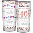 thumbnail image 1 of 40th Birthday Gifts for Women,20oz Coffee Cup Tumbler,1983 Birthday Gifts for Women,40th Birthday Decorations,Happy 40 Year Old Birthday Gifts Ideas,Turning 40 Funny Birthday Gifts, 1 of 6