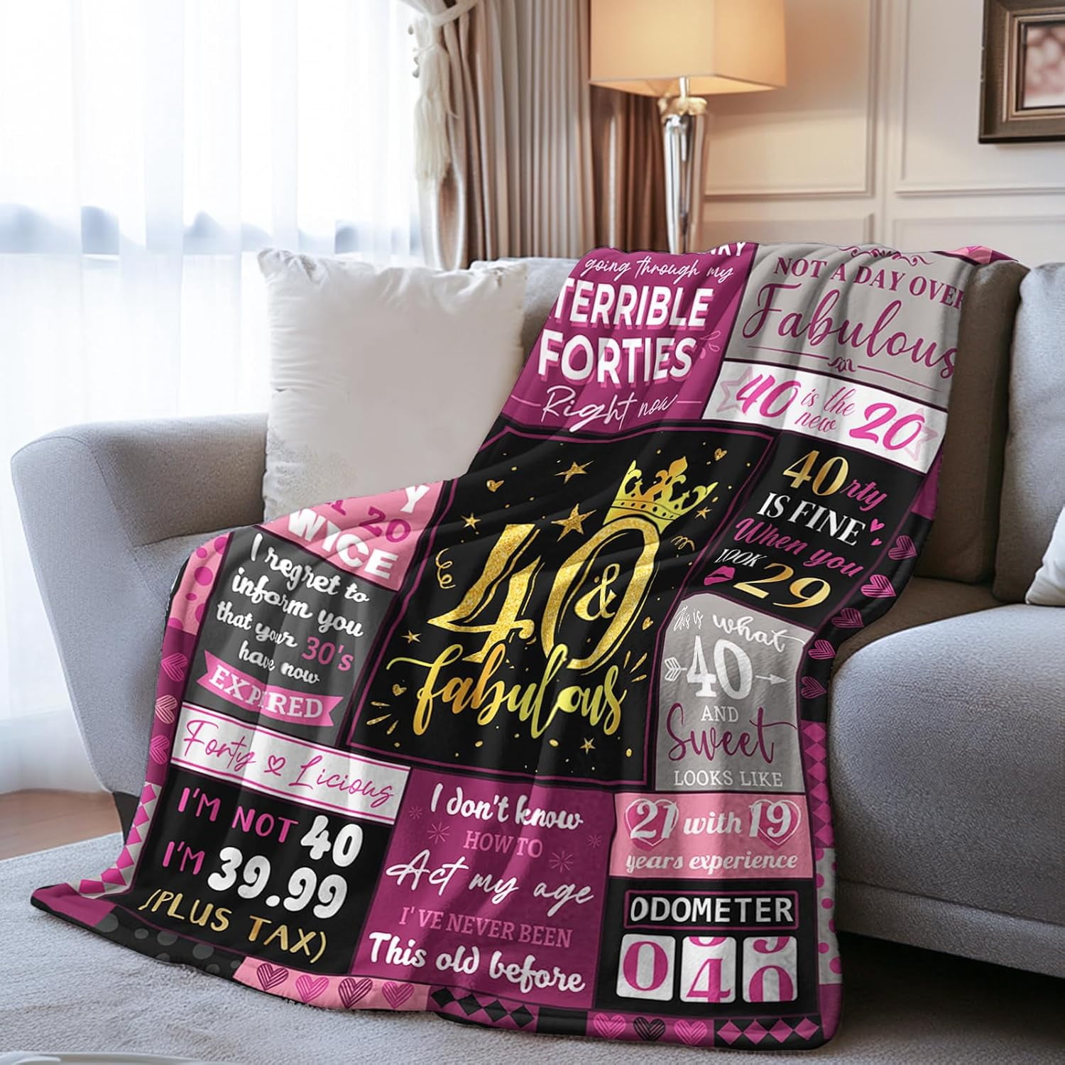 40th Birthday Gifts Women,40 Year Old Birthday Gifts for Women, Forty Birthday Gifts for Women, 40th Birthday Decorations Women, Christmas, Thanksgiving Gifts for Her, 60x80"