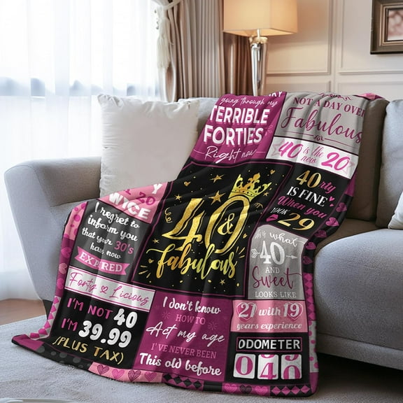40th Birthday Gifts Women,40 Year Old Birthday Gifts for Women, Forty Birthday Gifts for Women, 40th Birthday Decorations Women, Christmas, Thanksgiving Gifts for Her, 60x80"
